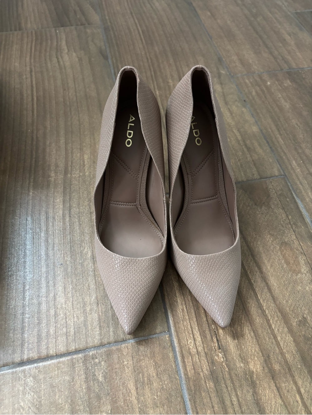 Aldo Textured Nude Pointed-Toe Stiletto Pumps - Picture 3 of 11